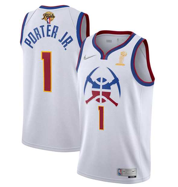 Mens Denver Nuggets #1 Michael Porter Jr. White 2023 Finals Earned Edition Stitched Basketball Jersey